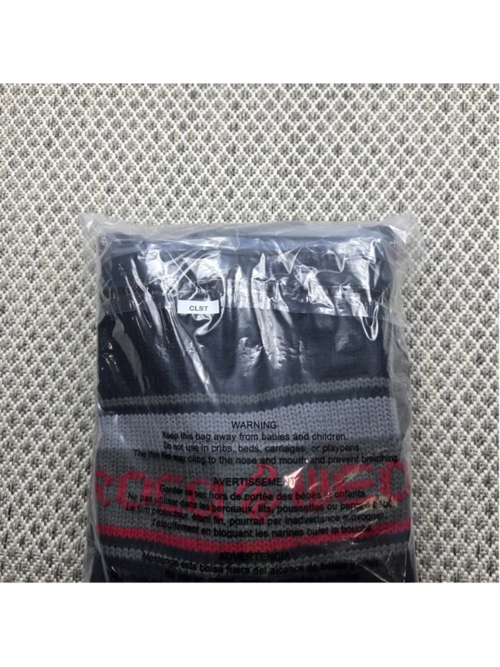 Rocawear Striped Knit Sweater XL Black Gray Red Embroidered Logo Y2K Hip Hop